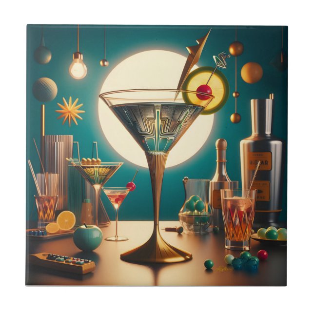 Atomfuturistische Schalttafel Martini Fliese (Vorderseite)