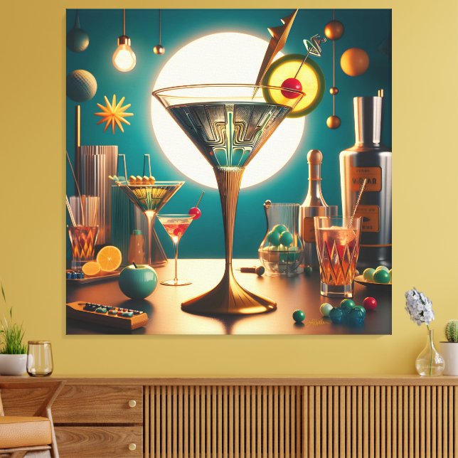 Atomfuturistische Schalttafel Martini Leinwanddruck (Insitu (Wohnzimmer))