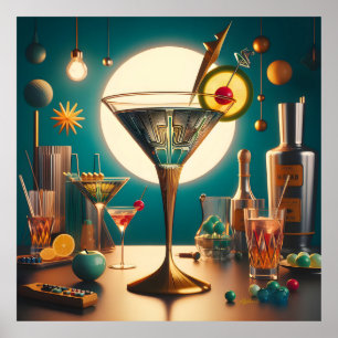 Atomfuturistische Schalttafel Martini Poster