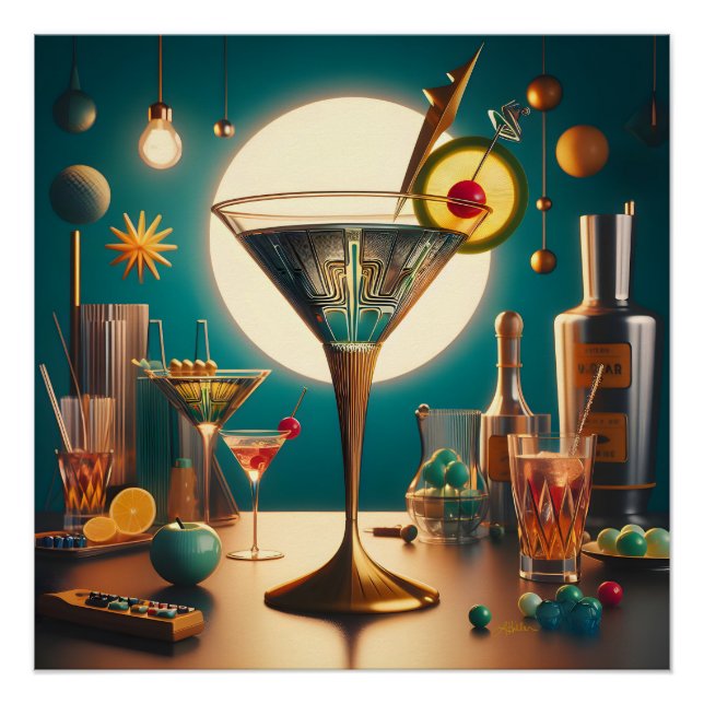Atomfuturistische Schalttafel Martini Poster (Vorderseite)