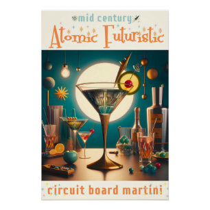 Atomfuturistische Schalttafel Martini Poster