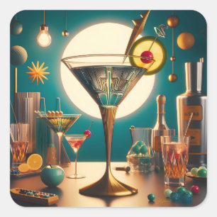 Atomfuturistische Schalttafel Martini Quadratischer Aufkleber