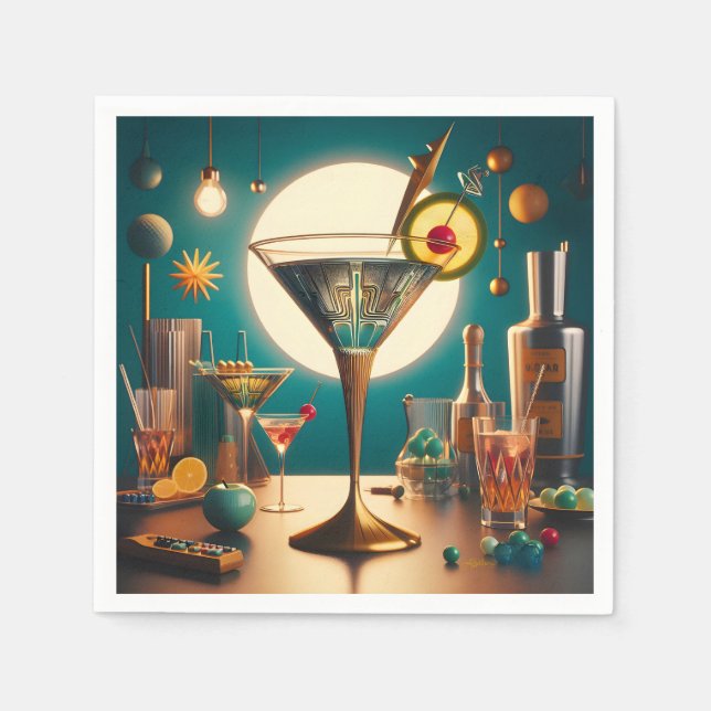 Atomfuturistische Schalttafel Martini Serviette (Vorderseite)