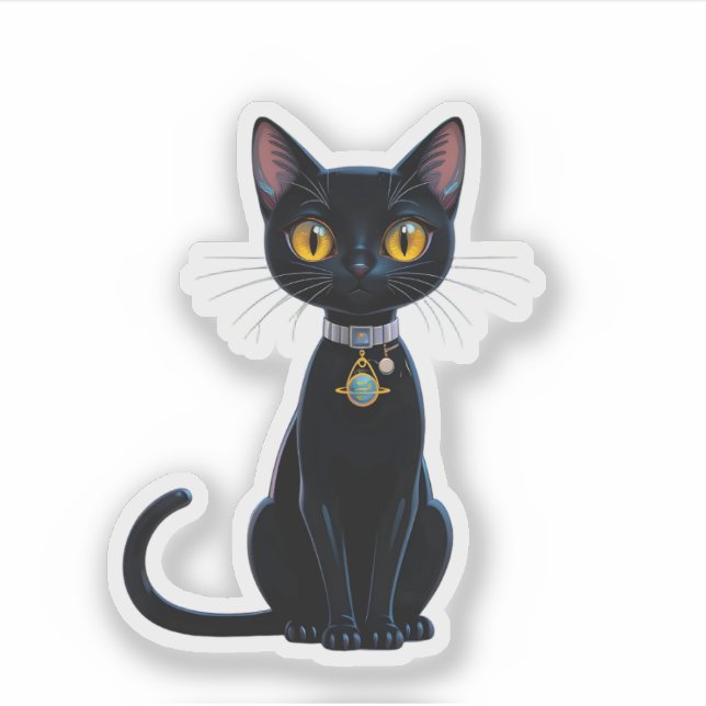 Atomfuturistische Weltraumzeitalter Kosmische Schw Aufkleber (Vorderseite)