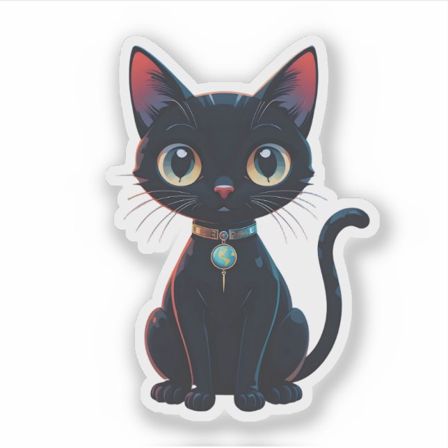 Atomfuturistische Weltraumzeitalter Kosmische Schw Aufkleber (Vorderseite)