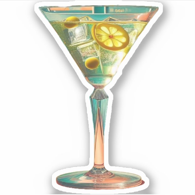 Atomfuturistische Zitrone Olive Martini Mitte des  Aufkleber (Vorderseite)