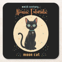 Atomfuturistischer Schwarzer Katzenmond mit Text