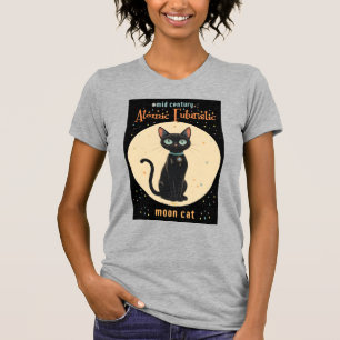 Atomfuturistischer Schwarzer Katzenmond mit Text T-Shirt