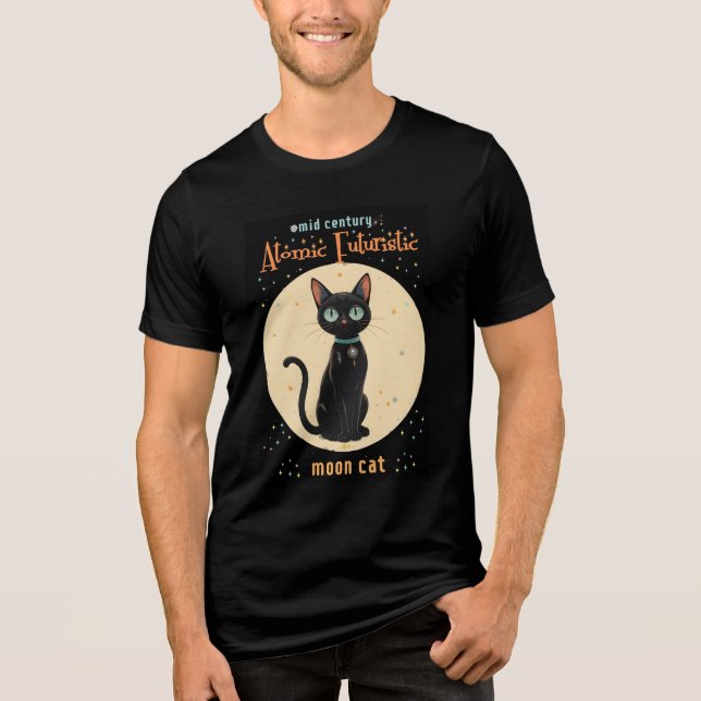 Atomfuturistischer Schwarzer Katzenmond mit Text Tri-Blend Shirt (Vorderseite)