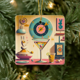 Atomfuturistisches Kaninchen Martini Mitte des Jah Keramikornament