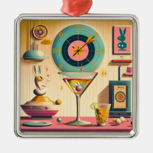 Atomfuturistisches Kaninchen Martini Mitte des Jah Ornament Aus Metall