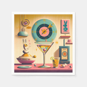 Atomfuturistisches Kaninchen Martini Mitte des Jah Serviette