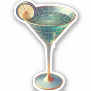 Atomfuturistisches Wormhole Martini aus der Mitte  Aufkleber