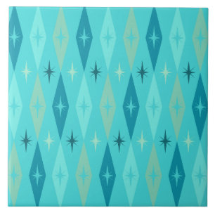 Atomic 1950er Jahre Diamonds Stars Türkis Fliese