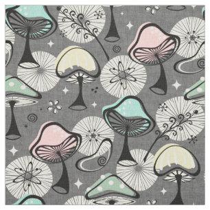 Atomic 50er Mid Mod Mushrooms Gray ©studioxtin Stoff