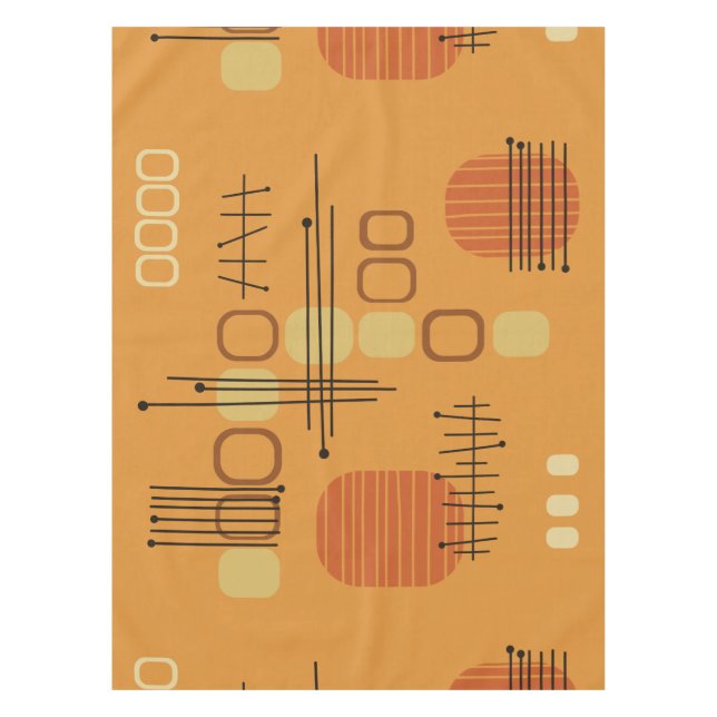 Atomic Abstrakt Barkcloth Ochre Tischdecke (Vorderseite)