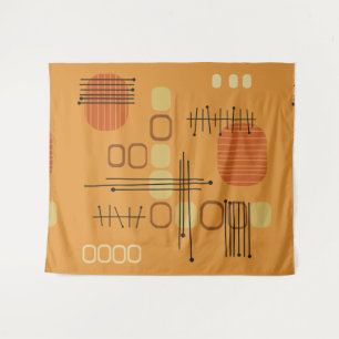 Atomic Abstrakt Barkcloth Ochre Wandteppich