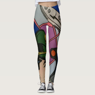 Atomic Abstrakt die Rocket Captain-Malerei auf ein Leggings