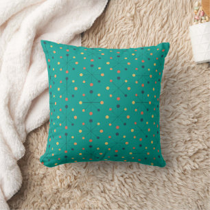 Atomic Age, MCM Muster Teal, Orange, Gelb Kissen
