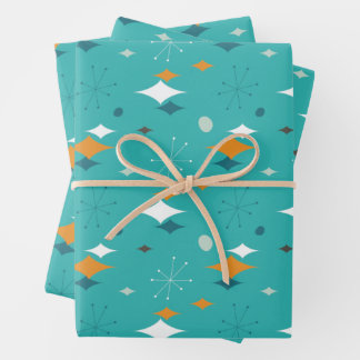 Atomic Birthday Party Mitte des Jahrhunderts Geschenkpapier Set