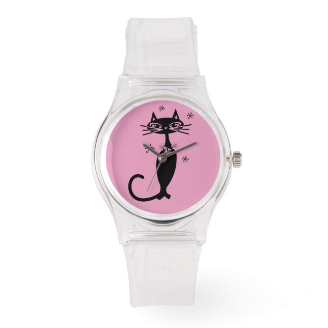 ATOMIC BLACK CAT RETRO LADIES WRIST WATCH ARMBANDUHR (Vorderseite)