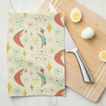 Atomic Boomerang Feuerwerk Sommer Mitte Jahrhunder Geschirrtuch<br><div class="desc">Dieses fabelhafte Küchentuch aus der Mitte des Jahrhunderts mit Bumerangs,  Feuerwerk,  großen Knäueln und Diamanten in gebranntem Orange,  Türkisblau,  Rosa,  Bräune,  Creme und Schwarz. Sehr trendige Küche Idee!</div>