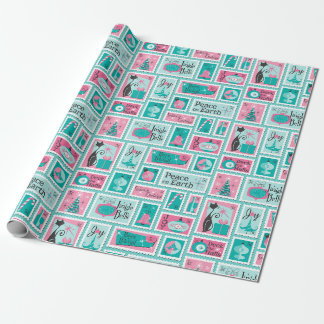Atomic Cafe-Midcentury-Feiertagsmarken Geschenkpapier