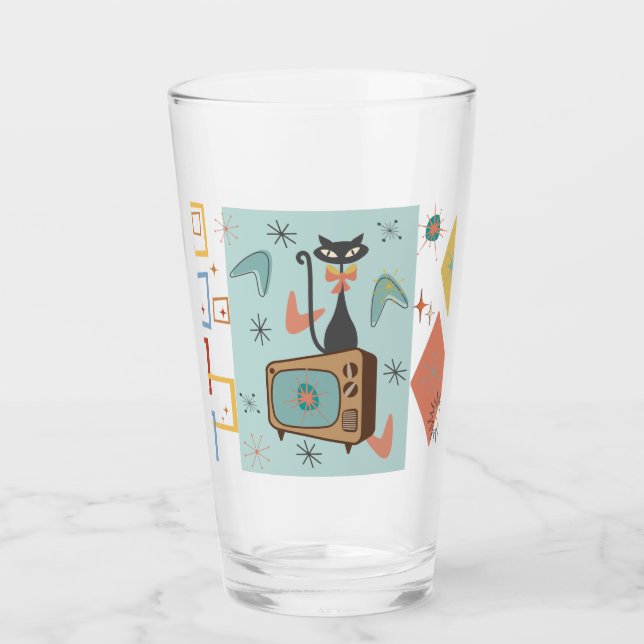 Atomic Cat 16oz Pint Glas Mitte des Jahrhunderts M (Vorderseite)