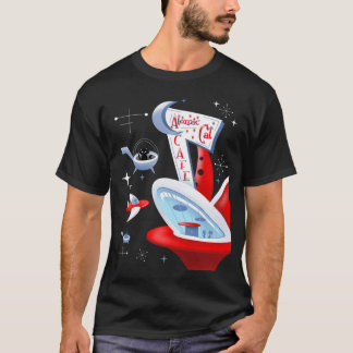 Atomic Cat Cafe Retro Futuristischer Kitty Weltrau T-Shirt