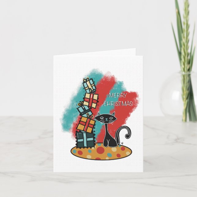Atomic Cat mit Pressure Christmas Card Karte (Vorderseite)