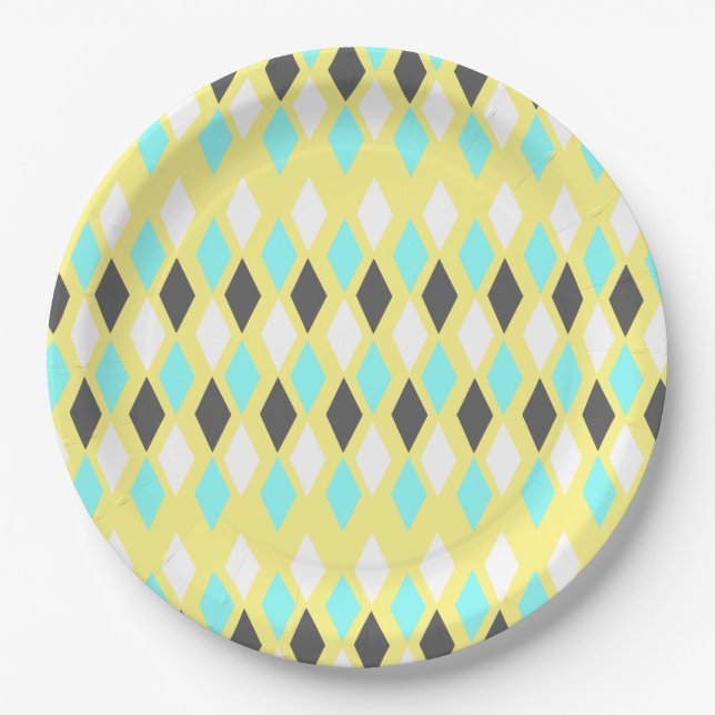 Atomic Diamonds aus der Mitte des Jahrhunderts auf Pappteller (Vorderseite)