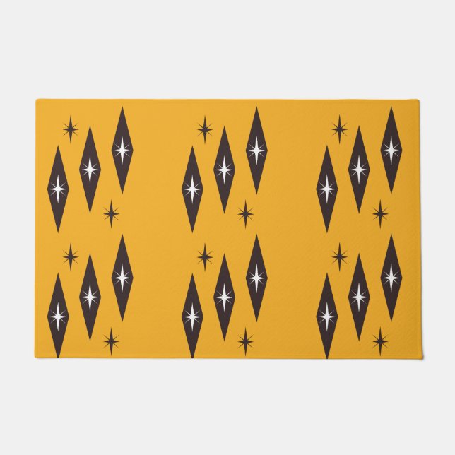 Atomic Diamonds Pattern Orange der 50er Jahre Fußmatte (Vorderseite)