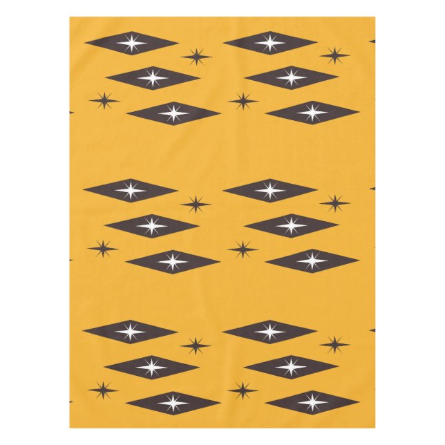 Atomic Diamonds Pattern Orange der 50er Jahre Tischdecke (Vorderseite)