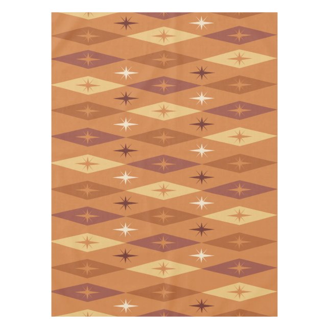 Atomic Diamonds Stars Orange aus den 50er Jahren Tischdecke (Vorderseite)