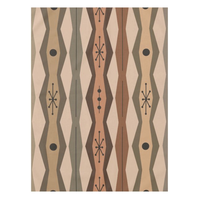 Atomic Era Abstract Columns Brown Tischdecke (Vorderseite)