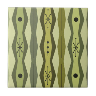 Atomic Era Abstract Columns Green Chartreuse Fliese