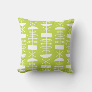 Atomic Era Abstracte Symbole Chartreuse Kissen