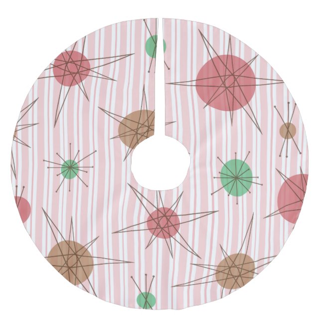 Atomic Era Candy Cane Stripes Polyester Weihnachtsbaumdecke (Vorderseite)