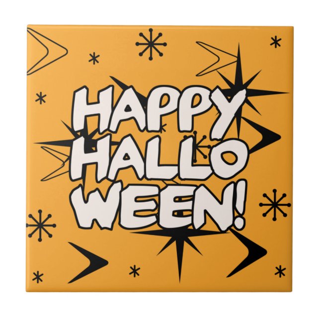 Atomic Era Frohes Halloween Fliese (Vorderseite)