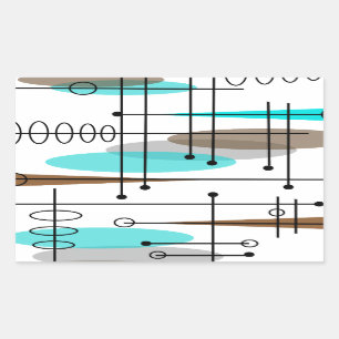 Atomic Era inspiriertes Mid-Century-Design 13 Rechteckiger Aufkleber