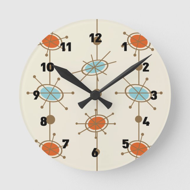 Atomic Era Runde Wanduhr (Vorderseite)