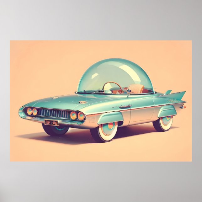 Atomic Futuristic Bubble Blaster Car  Poster (Vorne)