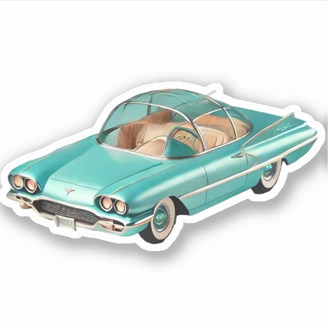 Atomic Futuristic Concept Car Mitte des Jahrhunder Aufkleber (Vorderseite)