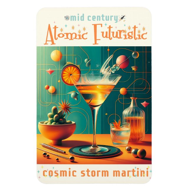 Atomic Futuristic Cosmic Storm Martini Magnet (Vertikal)