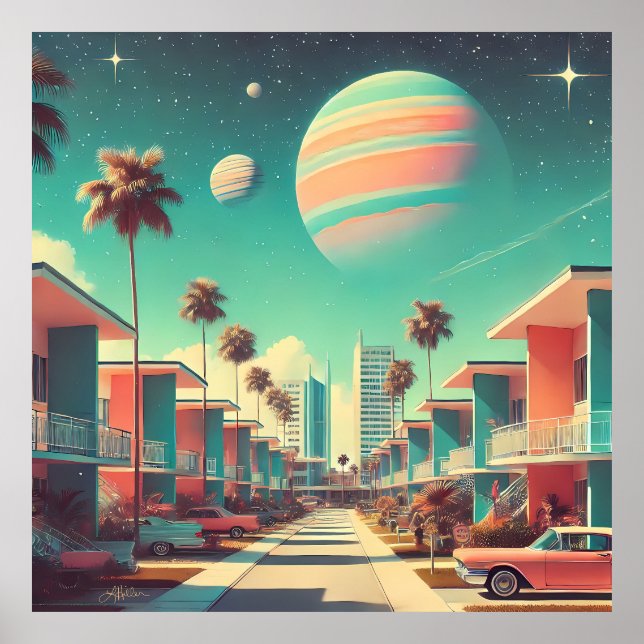 Atomic Futuristic New Florida Apartments Poster (Vorne)