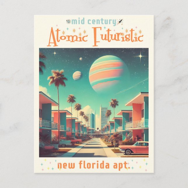 Atomic Futuristic New Florida Apartments Postkarte (Vorderseite)