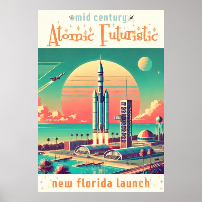 Atomic Futuristic New Florida Launch Site Poster (Vorne)