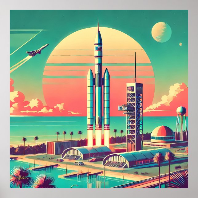 Atomic Futuristic New Florida Launch Site Poster (Vorne)