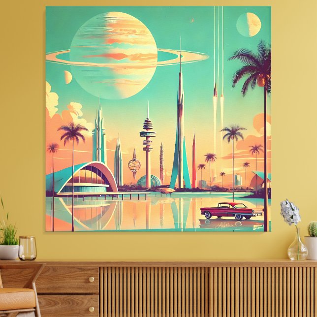 Atomic Futuristic New Florida Leinwanddruck (Insitu (Wohnzimmer))