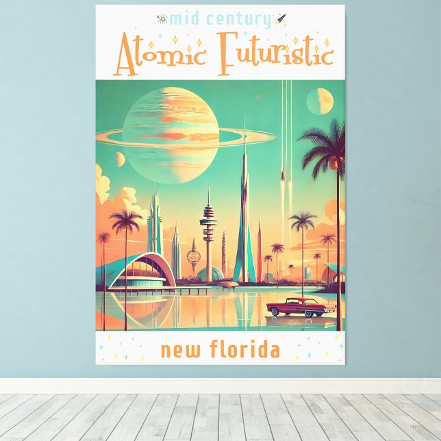 Atomic Futuristic New Florida Leinwanddruck (Insitu (Holzboden))